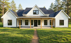 Classic Country Farmhouse Plan: 2,250 (Living) Sqft-3 Bedroom-2.5 bath-Office-Di