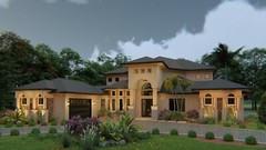 BLUEPRINTS MEDITERRANEAN TWO STORY HOUSE PLAN ARCHUP #105M 