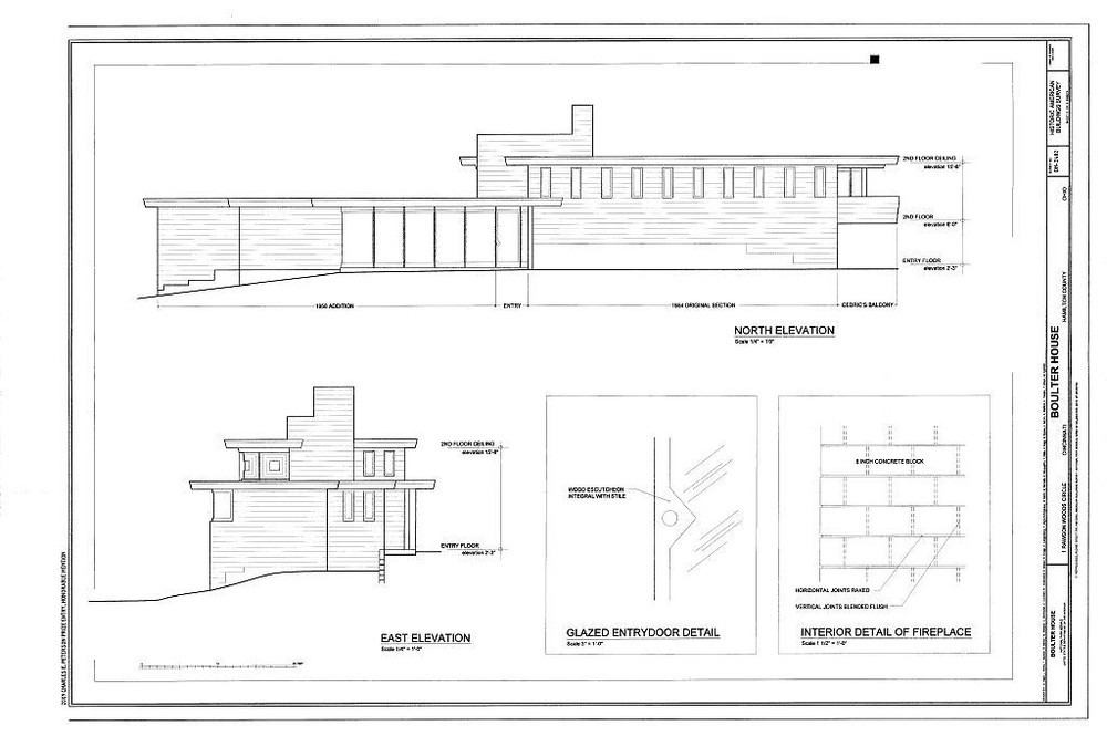 Frank Lloyd Wright, Midcentury Modern Boulter home, PRINTED architectural plans