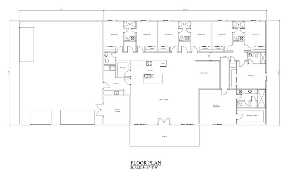 3685 Square Foot, 8 Bed, 5.5 Bath, Loft, 3 Car Garage Barndominium House Plans!