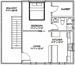 20×24 Duplex — PDF Floor Plan — 960 sq ft — Model 1A