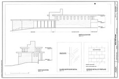 Frank Lloyd Wright, Midcentury Modern Boulter home, PRINTED architectural plans