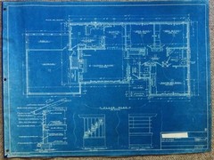 #4 Vintage 50s 1952 HOUSE BLUEPRINTS-MCM-Mid Century Modern RANCH-Floor Plan