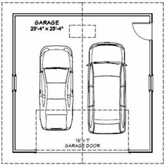 24×24 2-Car Garage — 576 sqft — 8ft Walls — PDF Floor Plan — Model 1C