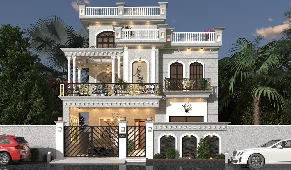 SPANISH House Plan, House front Elevation, Complete Architectural Dwg Set, Cad