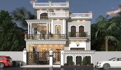 SPANISH House Plan, House front Elevation, Complete Architectural Dwg Set, Cad