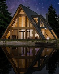 64’x50’ 2-Beds 3-Baths Charming A-Frame Architectural Plans CAD FILES Download