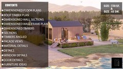 720SF Tiny House Cabin Plans – Blueprints – Modern, Bathroom and Loft
