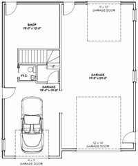 36×42 Apartment with 1-Car 1-RV Garage — PDF Floor Plan — 853 sqft — Model 2A