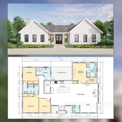 Twin Peaks Modern Farmhouse House Plan Design – 3 Bed 2.5 Bath 2386 sq ft – Draw