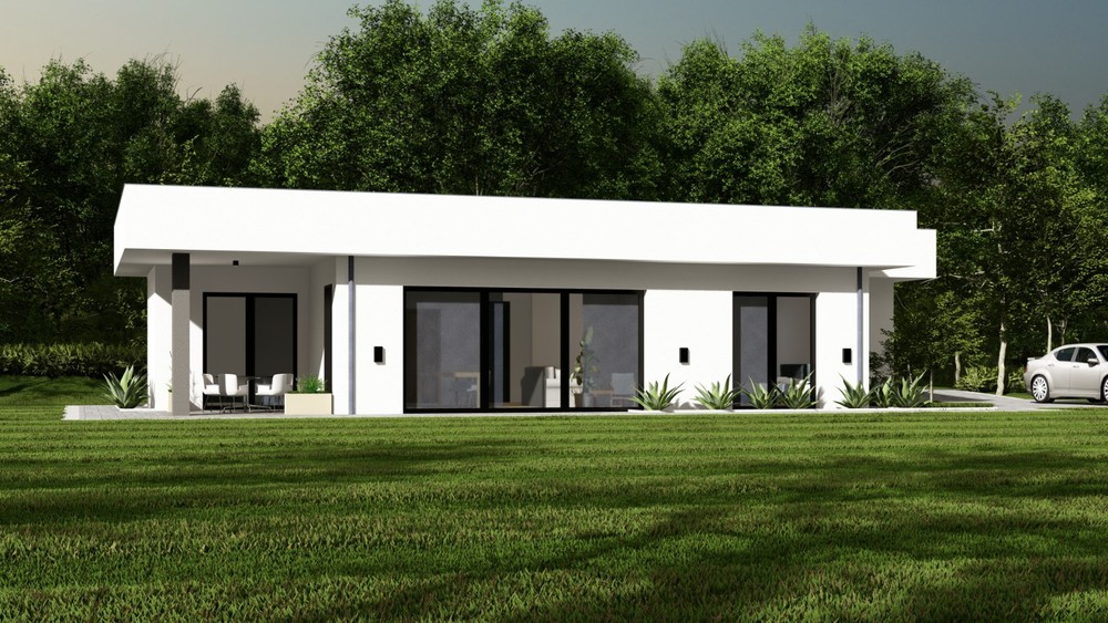 Small Modern 2 Bedroom 1.5 Bathroom House Floor Plan Blueprints, 1000SQFT/93m2