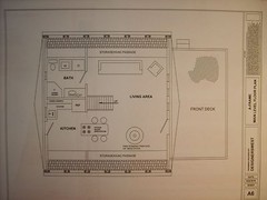 A-Frame Cabin Plans 800 square feet, open kitchen living area.