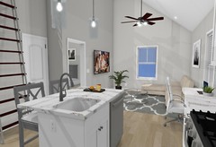 Garage Apartment (ADU) – 1 BR/1BA w/ Loft – Full House Plans, Blueprints #30010A