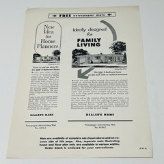 1954 Weyerhaeuser House Plans Newspaper Advertising Mat Sheet New Idea Home