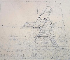 FRANK LLOYD WRIGHT: BLUELINE BUILDING PLANS FOR THE J. WILLIS HUGES RESIDENCE.