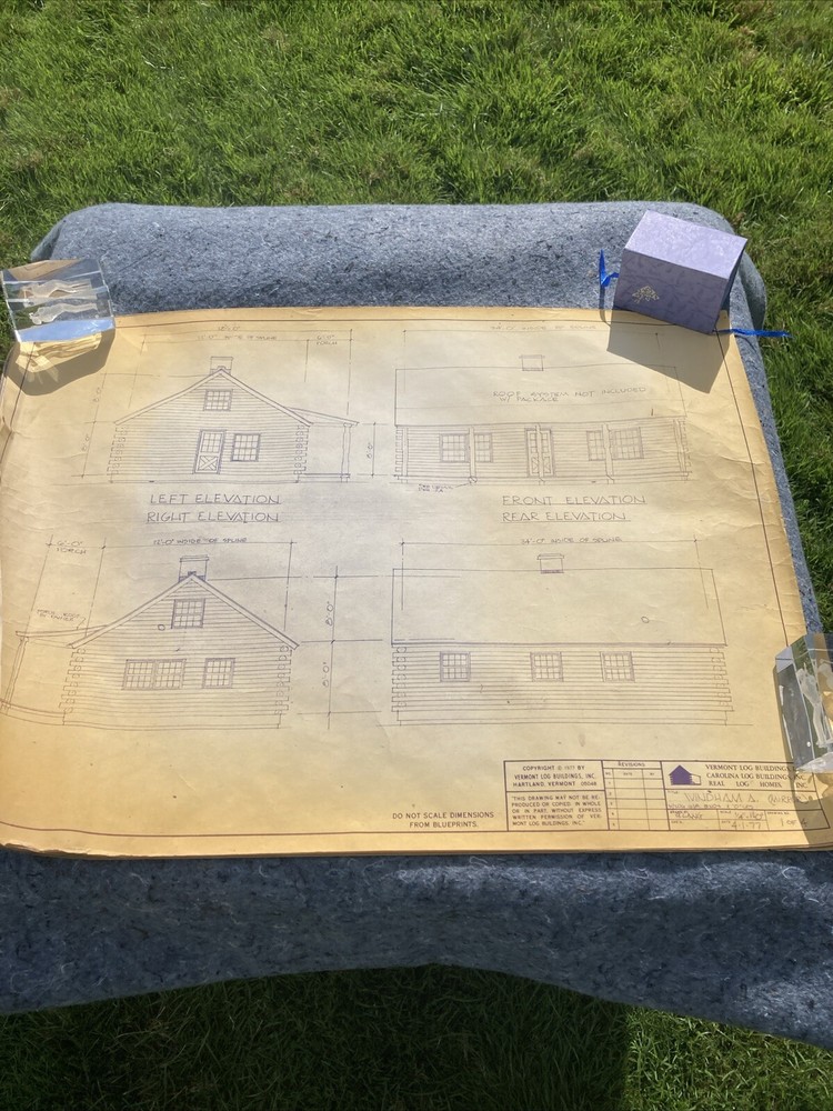 Vintage 1977 Vermont Log Buildings Windham Full Set Blueprints *RARE*