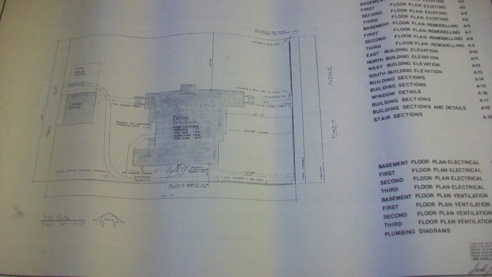 HILLS-DECARO FRANK LLOYD WRIGHT HOUSE, SET OF RESTORATION BLUEPRINTS from 1976