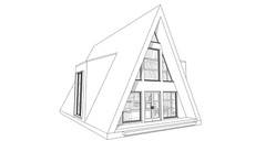 45’x32’ 3-Beds, 2-Baths Modern A-Frame Architectural House Plans PDF Download.