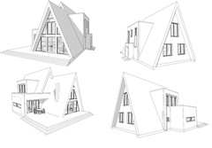 41’x66’ 4 Bedroom, 3 Baths Modern A-Frame Cabin Architecture Plans PDF Download.