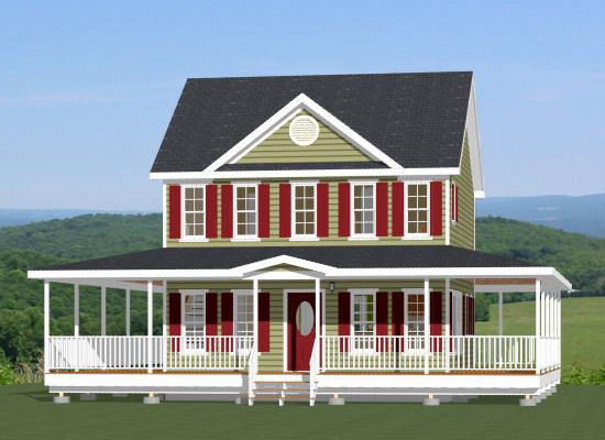 24×24 House — 2 Bedroom 2.5 Bath — PDF FloorPlan — 1,088 sqft — Model 12A
