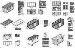 8′ x 16′ Deluxe Shed Plans, Modern Roof Style, #D0816M, Material List Included
