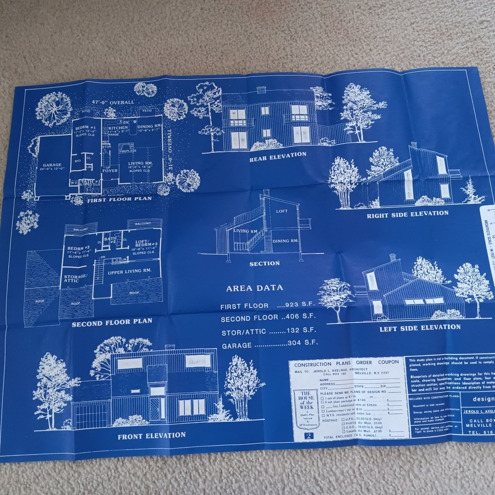 HOUSE OF THE WEEK STUDY PLAN. VINTAGE AP NEWSFEATURES, ARCHITECT DESIGNED HOUSES