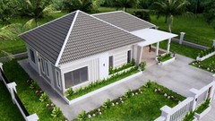 49×30 Feet House Design Plan 15×9 Meter 3 Beds 3 Baths Hip Roof (A4 Hard Copy)