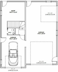 36×42 Apartment with 1-Car 1-RV Garage — PDF Floor Plan — 961 sqft — Model 2E