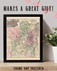 New York Wilderness & Adirondacks Antique Map Vintage Upstate Travel Wall Art