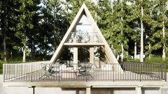 A-Frame 37’x22’ Cabin House Plan 3D images DWG CAD File & PDF For Blueprint