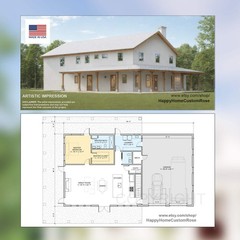 Farmhouse Barndo House Plan – 68×38, 3 Bed 3 Bath with 2-Car + RV Garage – Moder