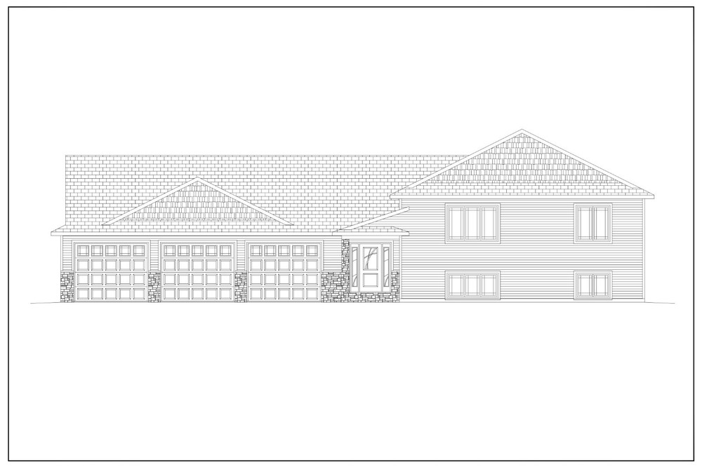 3 Stall Garage Split Level Home Plan – 6 Bedroom 3 Bath with Large Master Suite