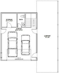 24×32 House with RV port — 1 Br 1.5 Ba — 830 sqft — PDF FloorPlan — Model 9A