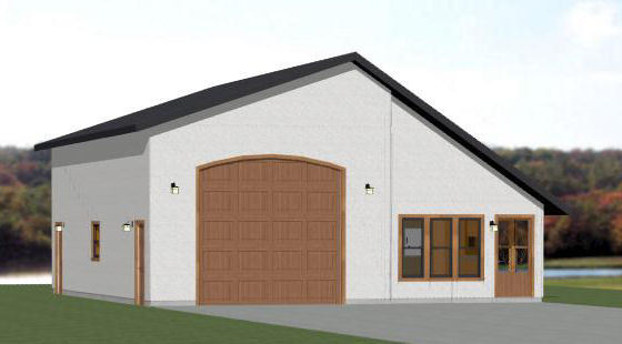 34×42 1 RV Garage – 1 Bedr Apartment – 1,400 sq ft – PDF Floor Plan – Model 2G