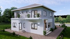 36×40 Feet Modern House Plan 11×12 Meter 4 Beds 4 Baths Hip Roof (A4 Hard Copy)