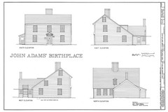 John Adams House, ca 1681 – Saltbox Colonial home floor plans, 3 bedrooms