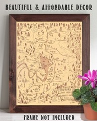 Big Horn Camp Lake Arrowhead 1955 Vintage Scout Camp Illustrated Map Wall Art