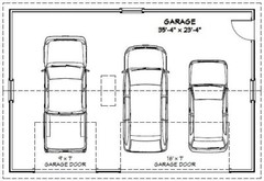 36×24 3-Car Garage — 864 sq ft — PDF Floor Plan — Model 3K