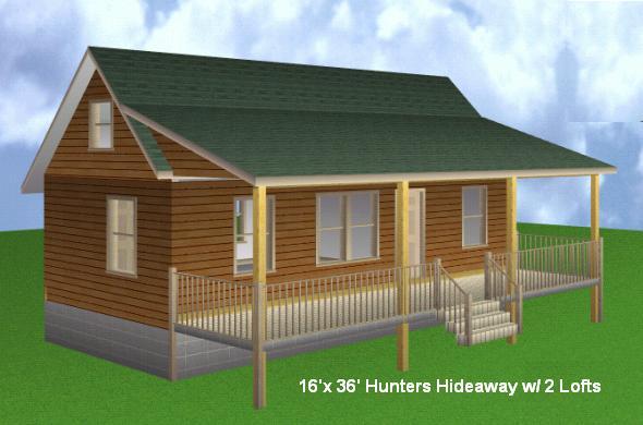 16’x 36’ Cabin w/ 2 Loft Plans Package, Blueprints, Material List