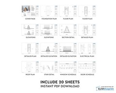 20′ x 28′ Modern A-Frame Cabin Architectural Plans Blueprint PDF Download