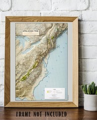Appalachian Trail Shaded Relief Map Eastern US Hiking Topographic Wall Art