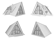 64’x50’ 2-Beds 3-Baths Charming A-Frame Architectural Plans CAD FILES Download