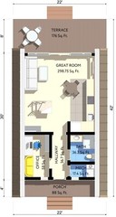 22’x42′ Tiny House Plan 1 Bed, 1 Bath Architectural Build Plans PDF Download