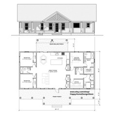 Homestead 3 bed 2.5 bath (60’x30′) 1800 SF Custom House Plans and Blueprints