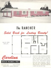 3 VINTAGE 1960s CAROLNA BRICK HOME PLANS ADVERTISING SHEETS! LAYOUTS! CHARLOTTE