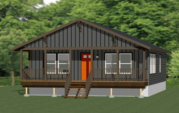 30×40 House — 3 Bedroom 2 Bath — 1,200 sq ft — PDF Floor Plan — Model 2G