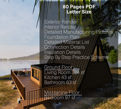 Tiny House Plans, 20’x24′ A Frame House Plans, A Frame Cabin Plans, Hard Copy