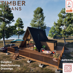 Tiny House Plans, 20’x24′ A Frame House Plans, A Frame Cabin Plans, Hard Copy