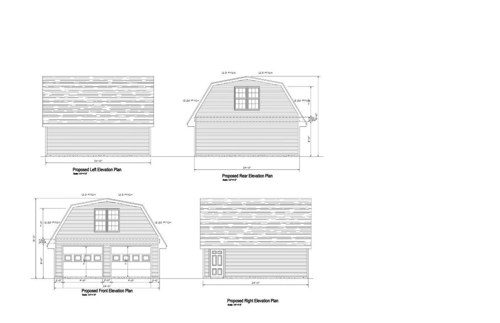 24X24 TWO CAR GARAGE PLAN POLE BARN CONSTRUCTION GAMBREL DWG 17-PB2424-GMB-1 26