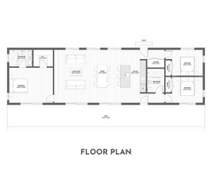 Modern Cabin House, 20′ x 70′, 1400 Sq Ft, 3 Bed 2 Bath, Architectural Plans